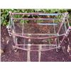 Image 2 : Chrome free standing shelf with 2 curved tempered glass shelves. 21”H X 21”W X 9.5