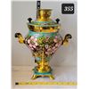 Image 1 : Vintage electric Soviet Samovar. Hand painted decorative turquoise & gold.