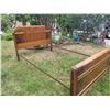 Image 3 : Early to mid century 48” bed.  Head & foot boards possibly walnut, with metal rails.