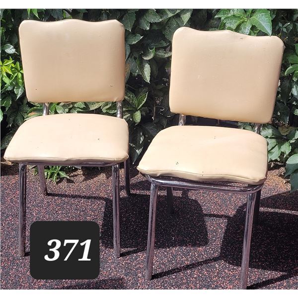 Mid century chrome, padded children chairs.