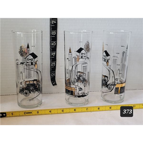 B/A motor oil 1960's tall boy advertising glasses.