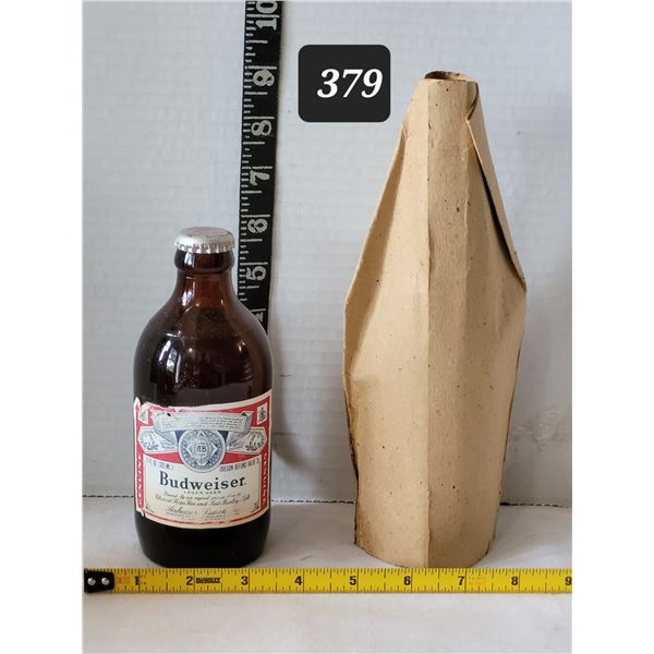 Full ,Vintage Budweiser beer with original brown bag cover.