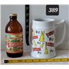 Image 1 : Vintage stubby Pilsner beer bottle & rabbit (white) stein.