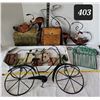 Image 1 : Group of metal wall art including metal bicycle plant pot holder.