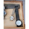 Image 4 : Assorted watches in vintage solid wood box.