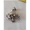 Image 2 : 925 silver solid frog broach with gem eyes.