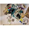 Image 2 : Lidded wicker basket & jewelry contents.