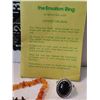 Image 3 : 1970's jewelry including original mood ring & genuine amber in little suit case box.