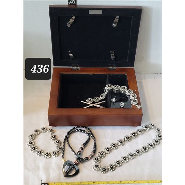 Music box. Hematite stone heart neck chain. Magnetic pick your length chain/ bracelet & more.