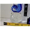Image 3 : Murano style hand blown, cobalt blue glass seahorse on bubble ball plus Crescent moon glass tea ligh
