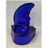 Image 5 : Murano style hand blown, cobalt blue glass seahorse on bubble ball plus Crescent moon glass tea ligh