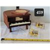 Image 1 : Mid century wooden piano coaster holder plus 2 mini musical pianos.