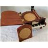 Image 2 : Mid century wooden piano coaster holder plus 2 mini musical pianos.