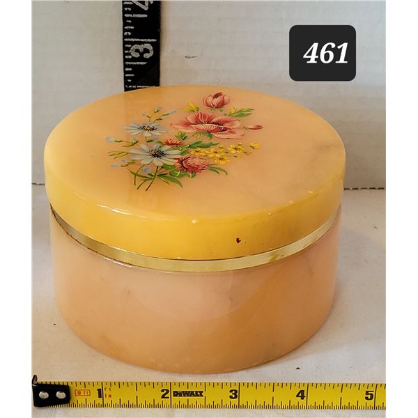 Mid century alabaster hand painted keepsake box. Italy
