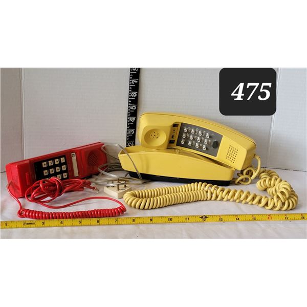 Vintage corded telephones.