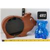Image 1 : Handcrafted Pig bank & BMO first bear bank.