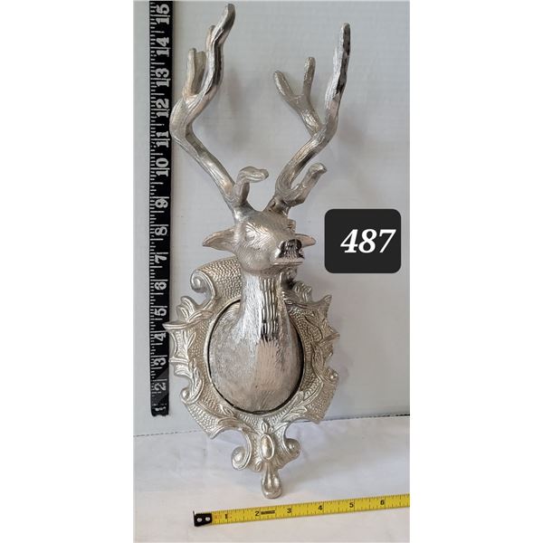 Silver wall mount deer bust.
