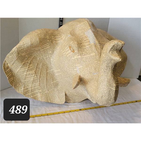 Large original paper mache elephant head.wall decor, handmade in Haiti.