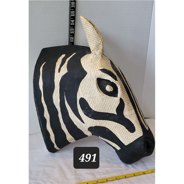 Zebra head paper mache wall decor. Handmade in Haiti.