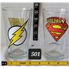 Image 1 : DC Flash & Superman glass tumblers.
