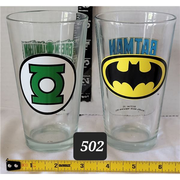DC Green Lantern & Batman glass tumblers.