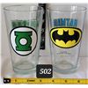 Image 1 : DC Green Lantern & Batman glass tumblers.
