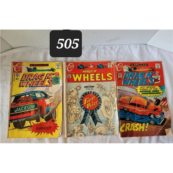 Vintage Charlton comics. Drag n Wheels & World of Wheels.