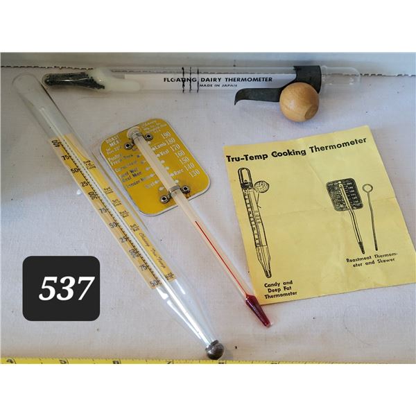 Vintage Chaney combination thermometer, also Meat & floating dairy thermometers. (Japan)