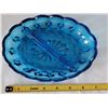 Image 2 : Vintage Anchor Hocking divided laser blue candy/ nut dish.
