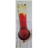 Image 5 : Very nice MCM  L.E Smith Amberina swung vase. Stretch glass, 3 footed base.