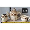Image 1 : Mid century owl teapot set.  Japan.