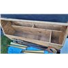Image 2 : Large wood tool box with vintage saws & table legs.