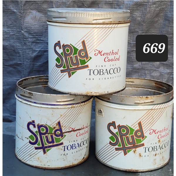 Vtg. Spud tobacco tins.