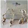 Image 4 : Vtg. Owl  earring stand. 4 pr. 925 silver earrings.