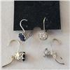 Image 6 : Vtg. Owl  earring stand. 4 pr. 925 silver earrings.