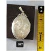 Image 1 : Large1914 sterling 925 silver etched locket. Engraved on back.