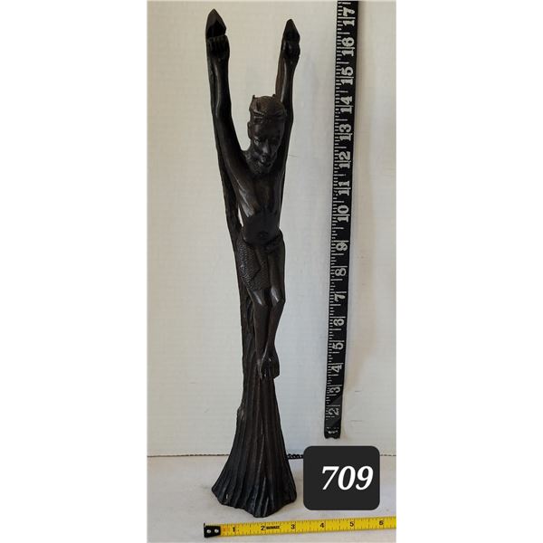 African Ebony wood Jesus Crucifix sculpture.