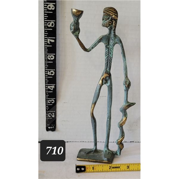 Bronze Statue of Asclepius, Greek god of medicine & healing.The staff has the serpent entwined.