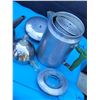 Image 2 : Vtg. Aluminum camping kettle & wood handled coffee percolators.