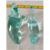 Image 5 : Vintage, Aqua blue carved cut glass seals.