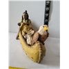 Image 2 : Native American wolf & eagle in canoe. Resin figurine.