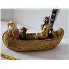 Image 3 : Native American wolf & eagle in canoe. Resin figurine.