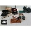 Image 1 : Lot of glasses.Vintage, RayBan  & clip on sun glasses. Old Villson goggle case & others.