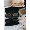 Image 4 : Lot of glasses.Vintage, RayBan  & clip on sun glasses. Old Villson goggle case & others.