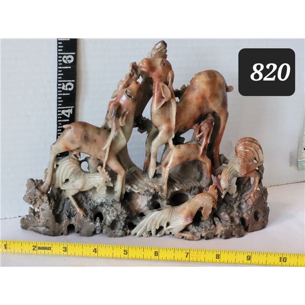 Vintage beautiful Chinese Jasper soapstone carved sculpture.