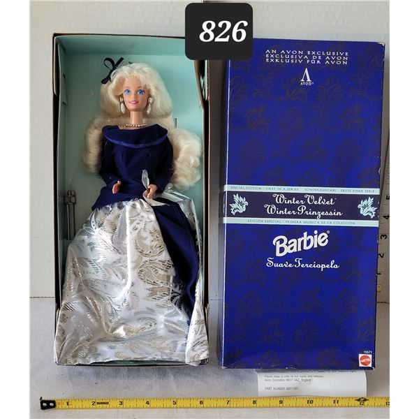 Collectable1995 Special Edition, boxed Winter Velvet Barbie doll. Avon