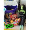 Image 3 : Halloween buckets filled with toys. Pillow case & witch doll.