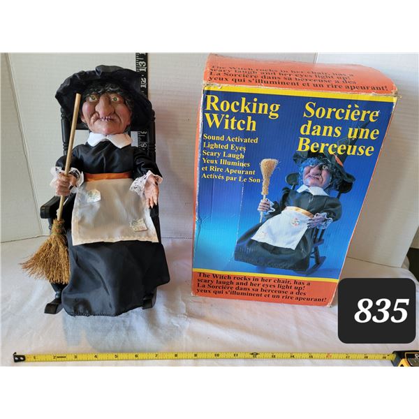 Rocking, sound activated, cackling witch.