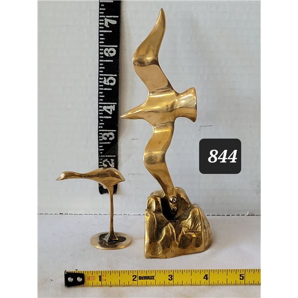 Brass flying seagull, smaller bird.