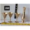 Image 1 : Etched brass liquor goblets & bud vase.